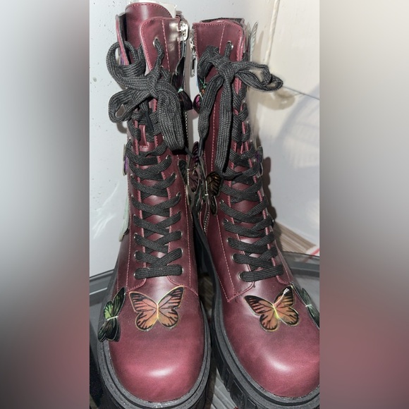 Dolls Kill Shoes - Burgundy Butterfly Boots